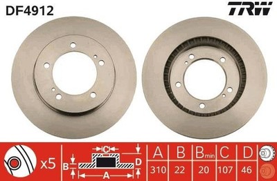 2 x brake disc TRW DF4912 for Suzuki Vitara