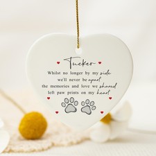 Ceramic Dog Memorial Ornament Paw Prints Keepsake