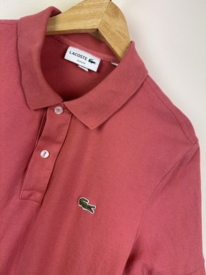 LACOSTE POLOSHIRT Gr. 5 L (fällt aus wie Medium) Herren Slim Fit Koralle Rosa