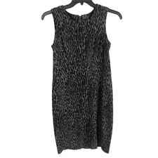 Talbots Womens Gray Black Animal Print Sleeveless Sheath Dress Size 4