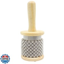 Wooden Cabasa Hand Shaker Pop Percussion Instrument, with Stainless Steel Bre