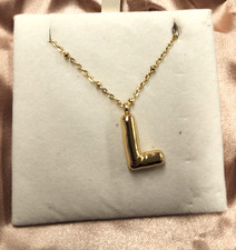 Louise Carter 14K Gold Plated Bubble Letter "L" Initial Necklace 17.5"