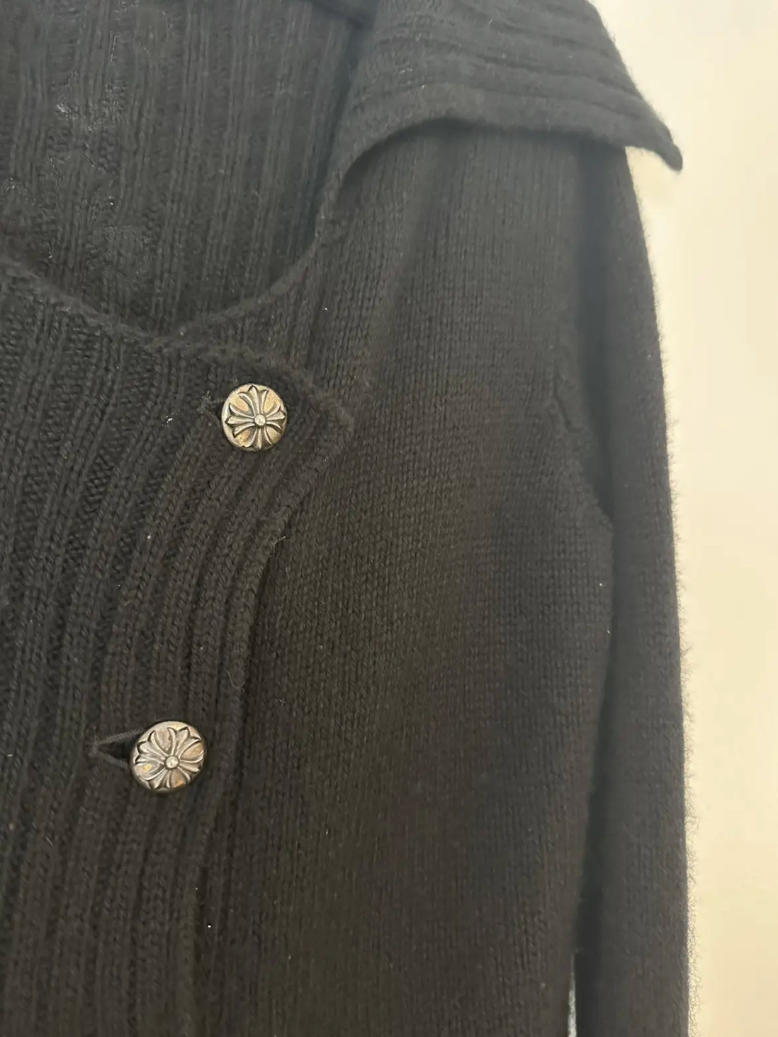 Chrome Hearts Vintage 90's Cashmere Cardigan with Flooded Cross Patched Spine thumbnail 4