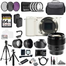 Sony ZV-E10 White Body Sony FE 85mm f/1.8 Lens 64GB 9 PC Filter-MEGA Kit