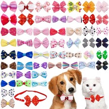 50 Pack Small Dog Bow Ties Collar Bulk Puppy Cats Boy Girl Bowties Adjustable...