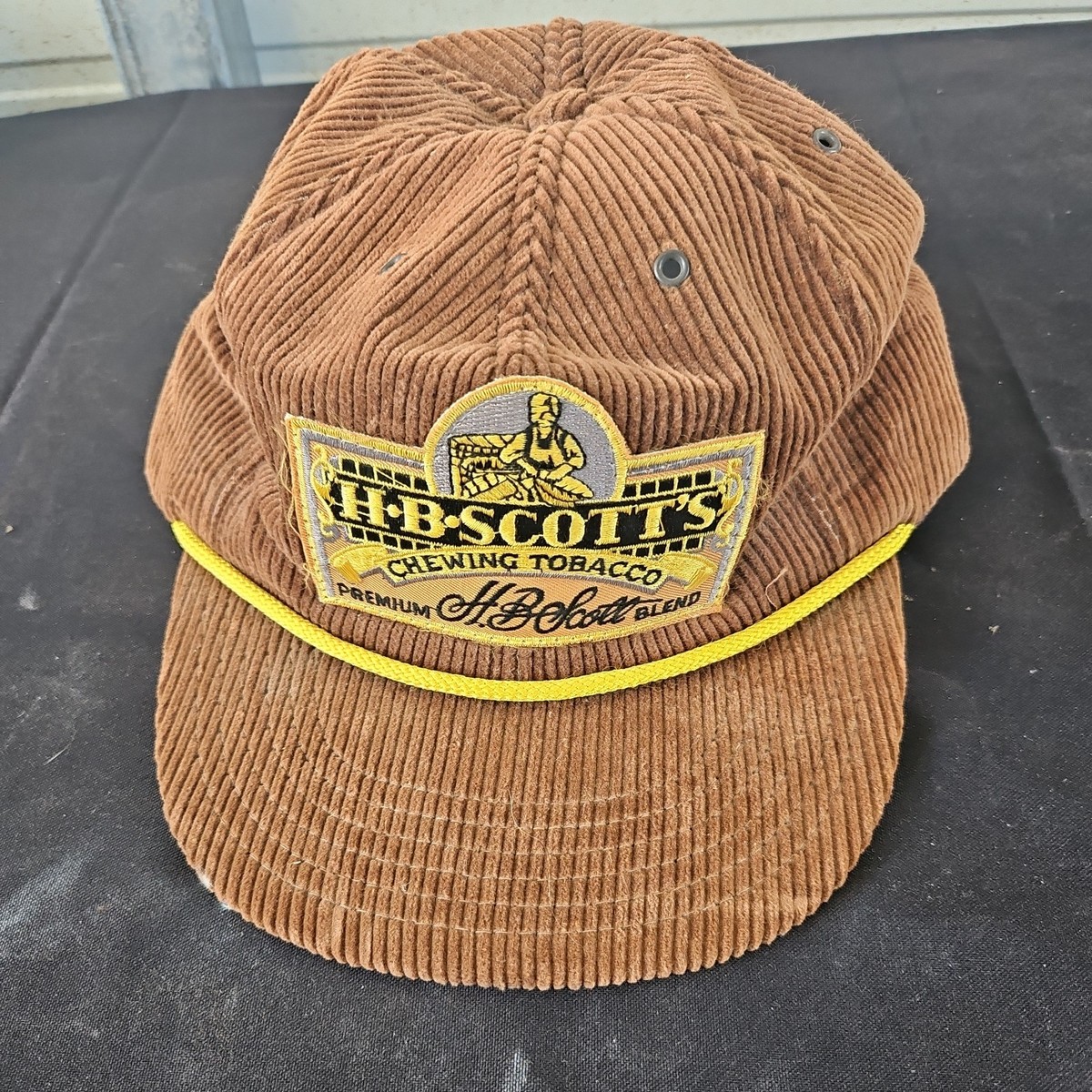 hb scott chewing tobacco Vintage 80s H.B. Scotts Chewing Tobacco Hat Brown Corduroy USA NOS Script