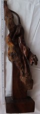 Drewniana rzeźba Pantera, Cougar, Puma auf der Lauer ręcznie rzeźbiona 1930/1940 60cm