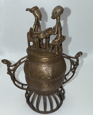 Antique Ashanti Cast Bronze Kuduo Pot from Ghana, Africa 7.25''H x 5.25 W