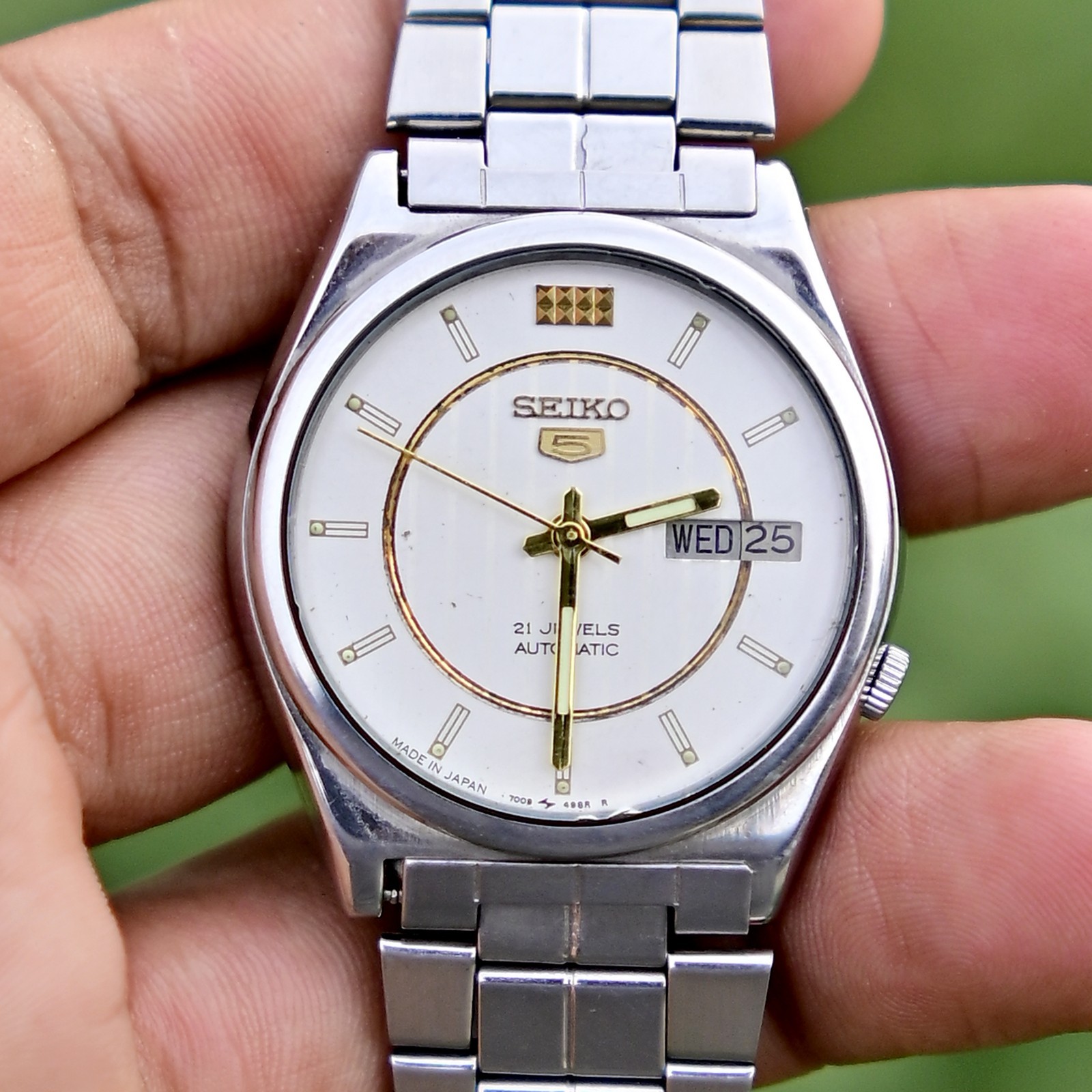 Vintage Seiko 5 7009-316J Automatic White Dial Japan Made 17J Rare Classic Watch