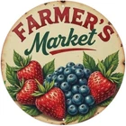 Farmer'S Market Vintage Round Garden Tin Metal Signs Home Décor 8x8