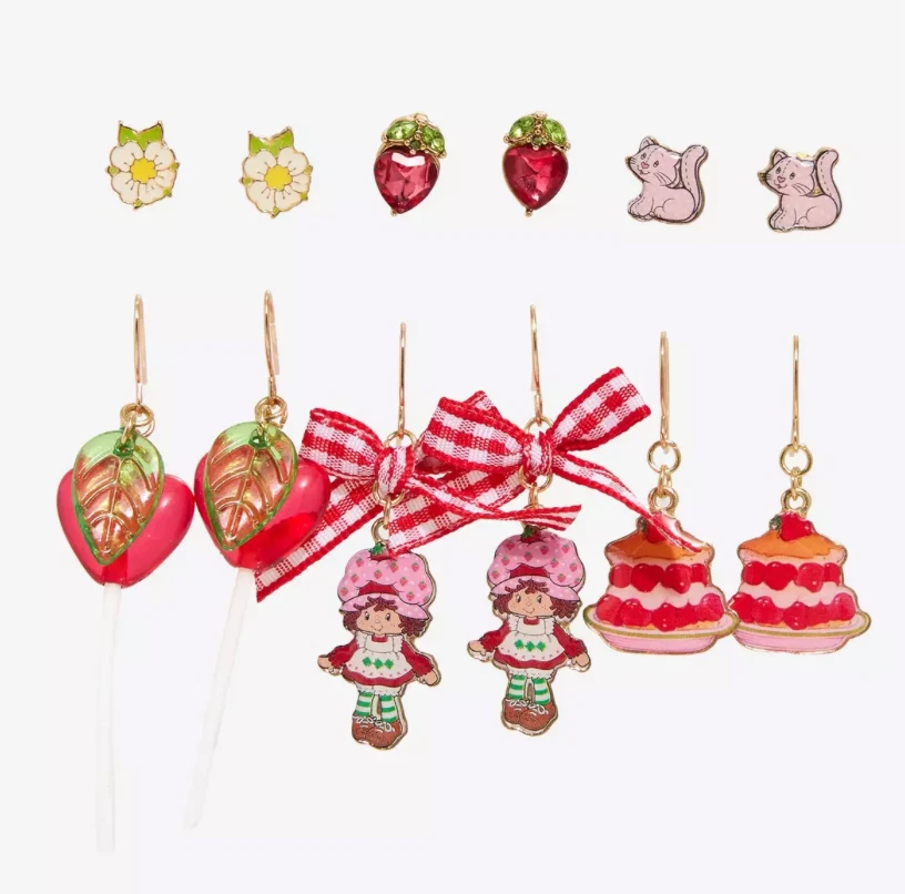 Juego de 6 pendientes de natillas Strawberry Shortcake NUEVOS EN TARJETA 🍓 Foto 2 de 2