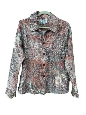 Keren Hart Womens XL Rose Paisley & Floral Embroidered Button Up Jacket EUC
