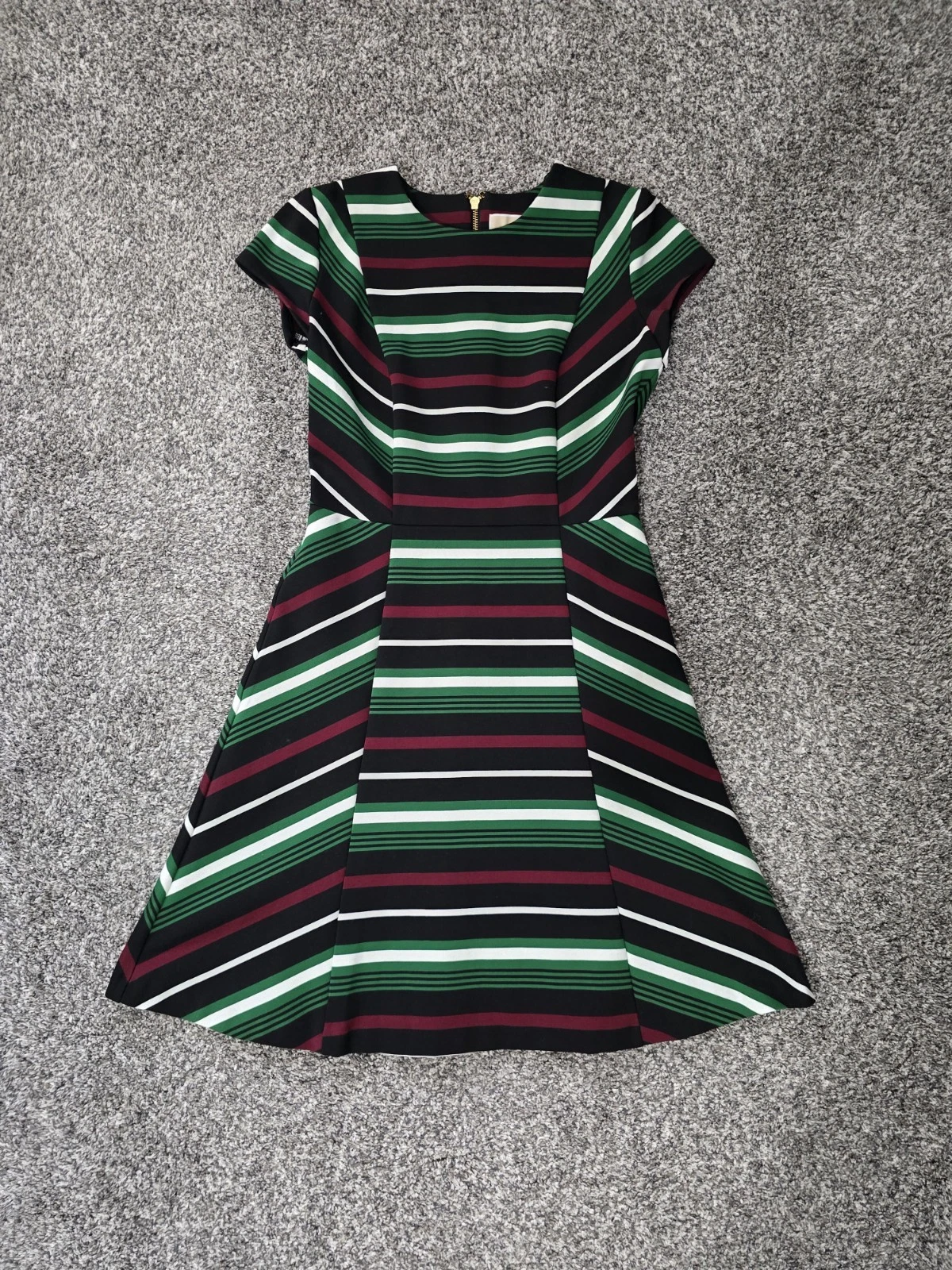 Abito Michael Kors A Line Taglia 4 Verde Carriera Righe Lunghezza Ginocchio Professionale