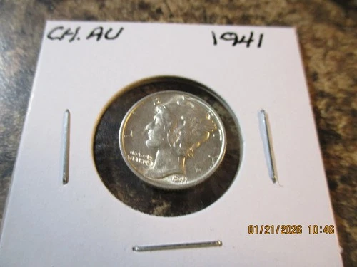 1941 MERCURY SILVER DIME - CHOICE AU       XO