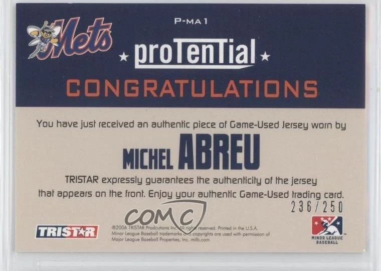 2006 TRISTAR Prospects Plus Protential Game Used 250 /250 Michel Abreu #P-MA1 - Image 2 of 2