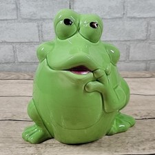 Vintage Frog Toilet Brush Holder Anthropomorphic Cottage Fairy Whimsical 1990s