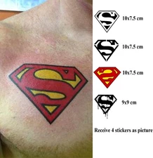 Large 4xSuperman Disco Temporary Tattoo Black&Red Logo Superman Tattoo Men Women
