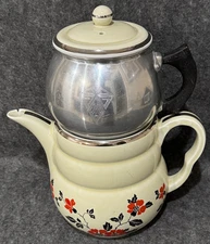 HALL China Company Red Poppy Daniel Coffee Pot w/Lid & Metal Drip/Infuser RARE