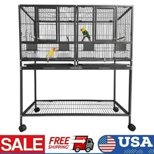 43" Bird Cage Wrought Iron with Rolling Stand Lovebird Parrot Finch Cage