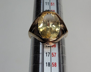 Authentic VTG 925? Gold Plated Oval Faceted Yellow Citrine Ring Sz 7 READ!