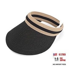 Women Summer Sun Hat Lady's Portable Beach Visor Bowknot Straw One Size Black4