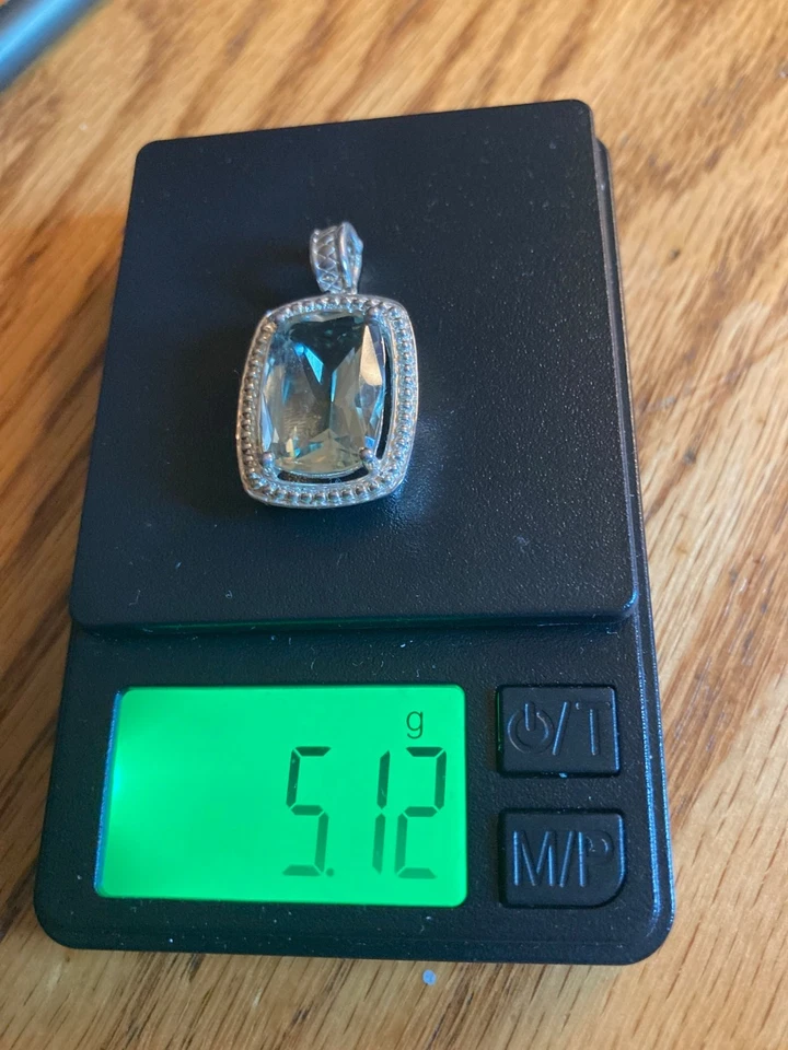 Green Amethyst Sterling Silver Enhancer Pendant w 18" Genuine Pearl Necklace Lot - Image 4 of 4