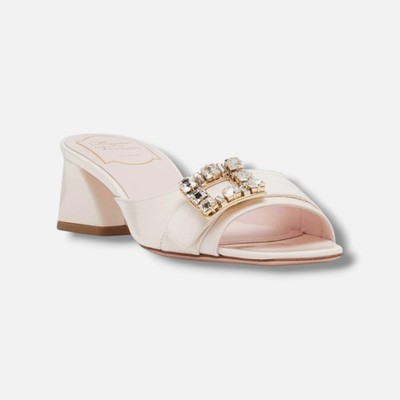 Roger Vivier Women's White Tres Vivier Patent Mules Size 36.5