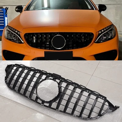 AUTOPARADISE2019 FOR MERCEDES C-CLASS W205 2015-18 GLOSS BLACK PANAMERICANA GT STYLE FRONT GRILLE