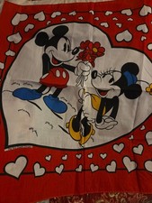 Vtg Mickey Mouse Bandana Disney Color Fast Red Minnie Heart Nwt Made In Usa