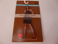 New Hanes Solutions Transparent Sheer Control Top Barely Black Size L Pantyhose