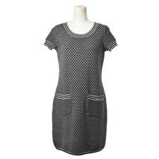 Chanel 07A Coco mark Wool Dress With Plates Used CYHE-0