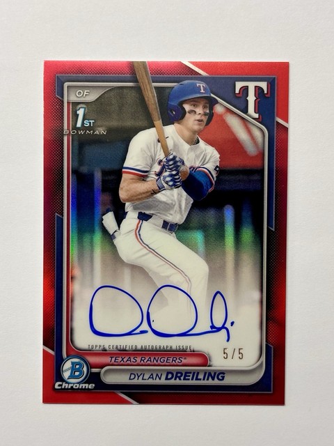 2024 Bowman Draft Dylan Dreiling True Red 1st Autograph /5 #CPA-DD Rangers