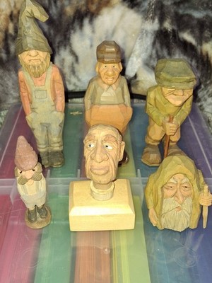 Vintage John Anderson Hand Carved Wooden Figures