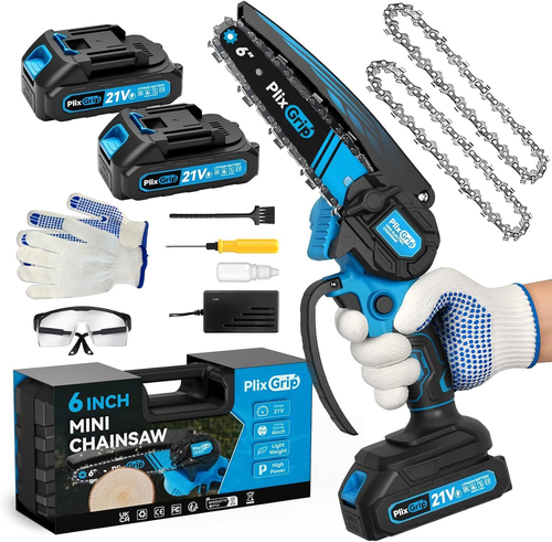 Bbluce 6-Inch Mini Chainsaw Cordless 21V with 2 Batteries