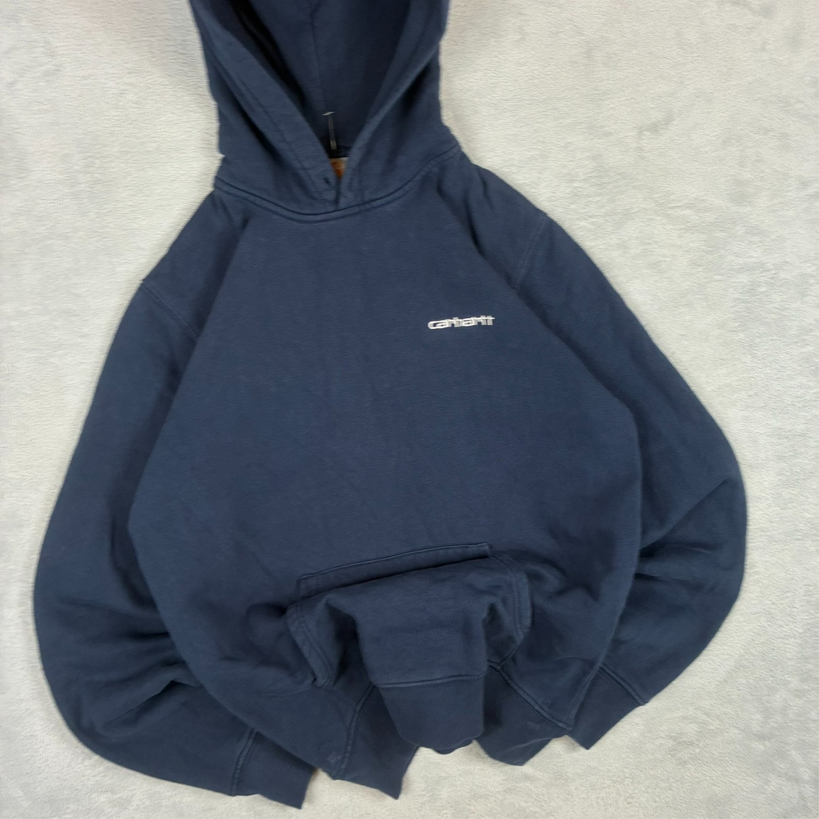 VTG Carhartt 2000's Y2K Navy Blue Heavyweight Size XS Pullover Hoodie image 2