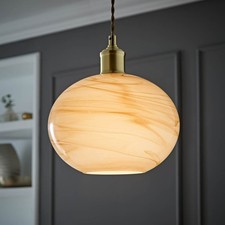 Sookie Glass Light Shade Alabaster Marble Effect Easy Fit Ceiling Pendant LED