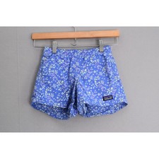 Patagonia Girls Baggies Shorts Blue Floral Print Elastic Waist Size Medium X 4"