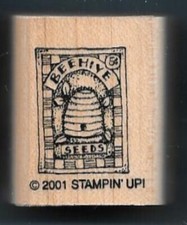 HONEY BEE HIVE SEED PACKAGE HOME BUMBLEBEE Nature Insect Stampin Up RUBBER STAMP