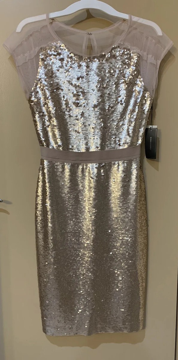 bcbg rose gold dress NWT Maxazria Chara Bare Pink Sequin size 2 elegant champagne formal dresses