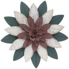 Beautiful Layered Flower Metal and Wood Wall Decor