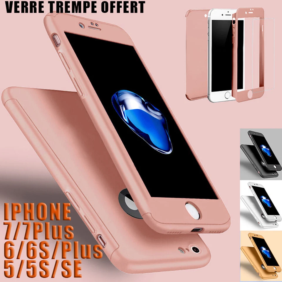 COQUE ETUI TOTAL 360 pour iPhone 6 7 8 5 XR XS MAX 11 12 PRO VITRE VERRE TREMPE - Photo 4/4