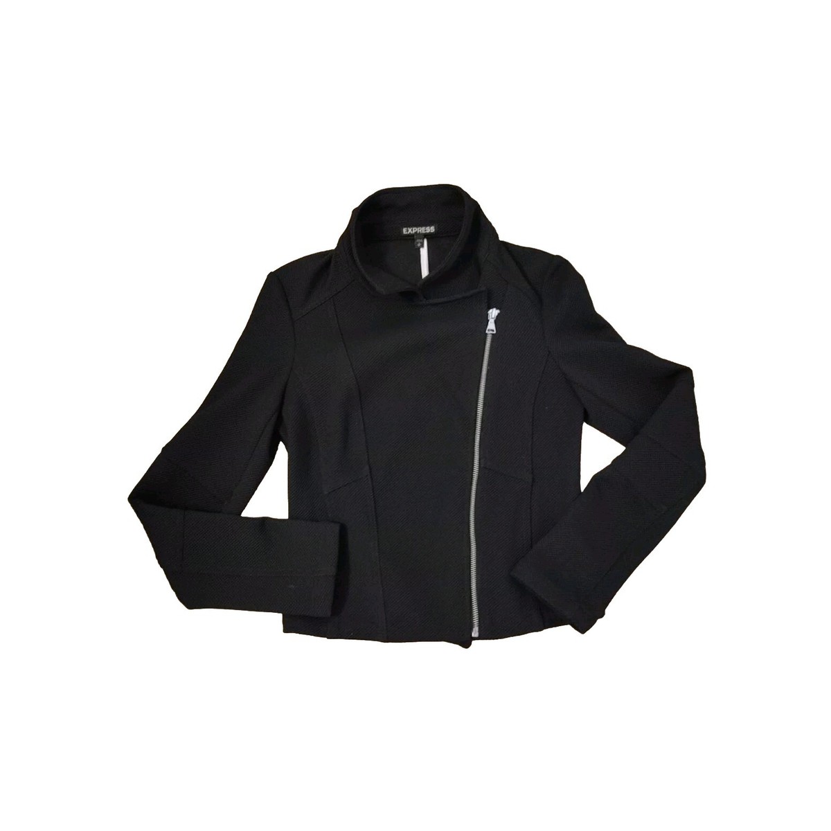 Express Casual Cropped Jacket Small Asymmetrical Zip Black