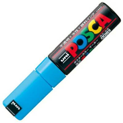 Uni Posca PC8K.8 Water-Based Paint Marker, Broad Chisel Tip, Light Blue