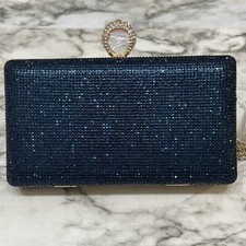 PREZZO Rhinestone Gold Trim Evening Handbag Purse Clutch Party Wedding NWT