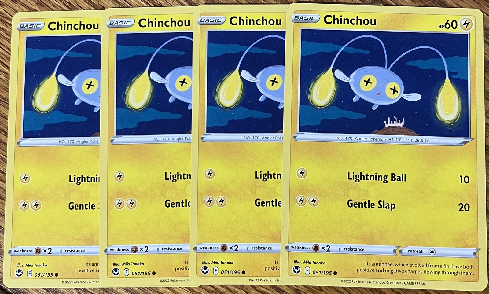 x4 Chinchou 51/195 - Silver Tempest - Common - Read Desc.