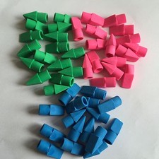 BACK TO SCHOOL PENCIL TOP ERASERS RUBBERS PINK BLUE GREEN ART DRAW OFFICE