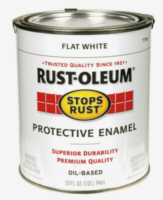 Rust-Oleum FLAT WHITE 1 qt. Stops Rust PROTECTIVE ENAMEL Oil-Based 7790-502 NEW!