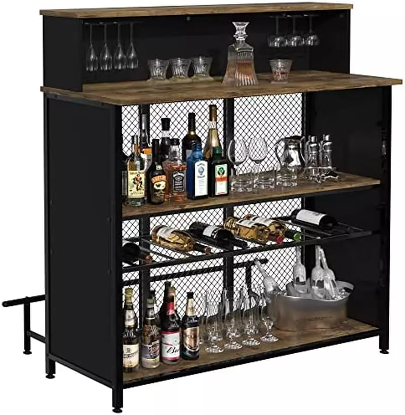 GDLF Home Bar Unit Mini Bar Liquor Bar Table with Storage and Footrest for  Home