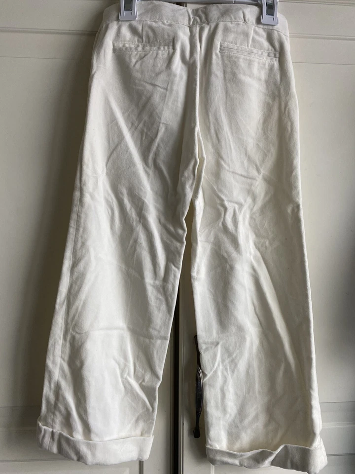 Janie and Jack Pant Girls Size 5 Ivory Cuffed Velveteen Holiday Traditions - Image 4 of 4