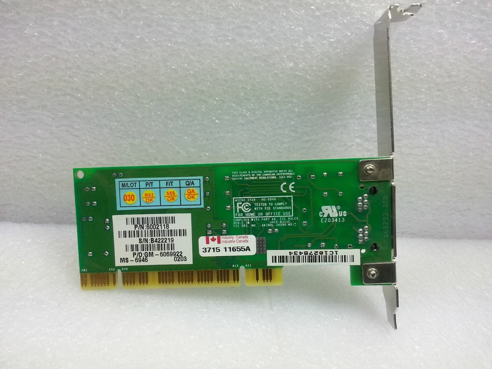 Gateway MSI PCI Desktop 56K Modem Card MS-6946 6002118 - Image 2 of 2